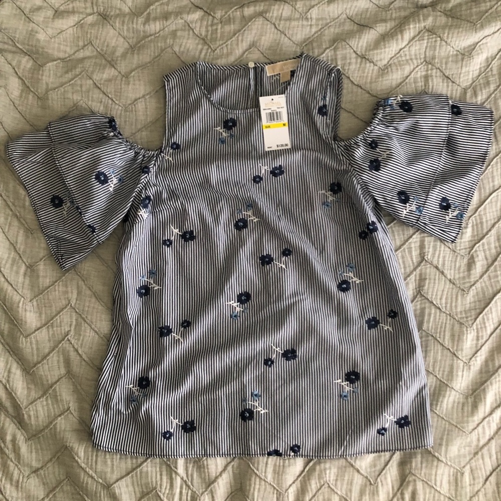 Michael Kors, open shoulder ruffle top, medium